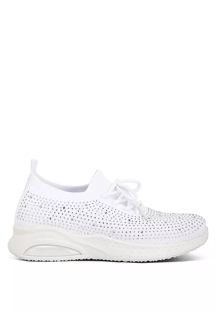 Discount on London Rag  shoes - SKU: Black Stud Embellished Lace-Up Sneakers