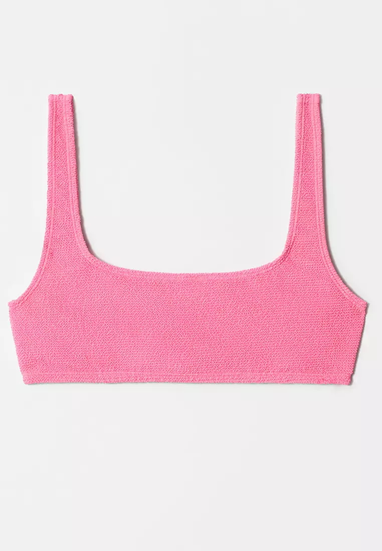 Textured Square-Neck Bikini Top
