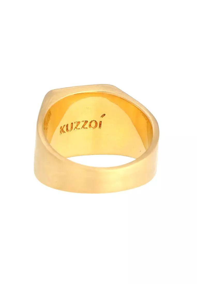 Men's Silver Matte Arrow Signet Ring – Gold-Plated