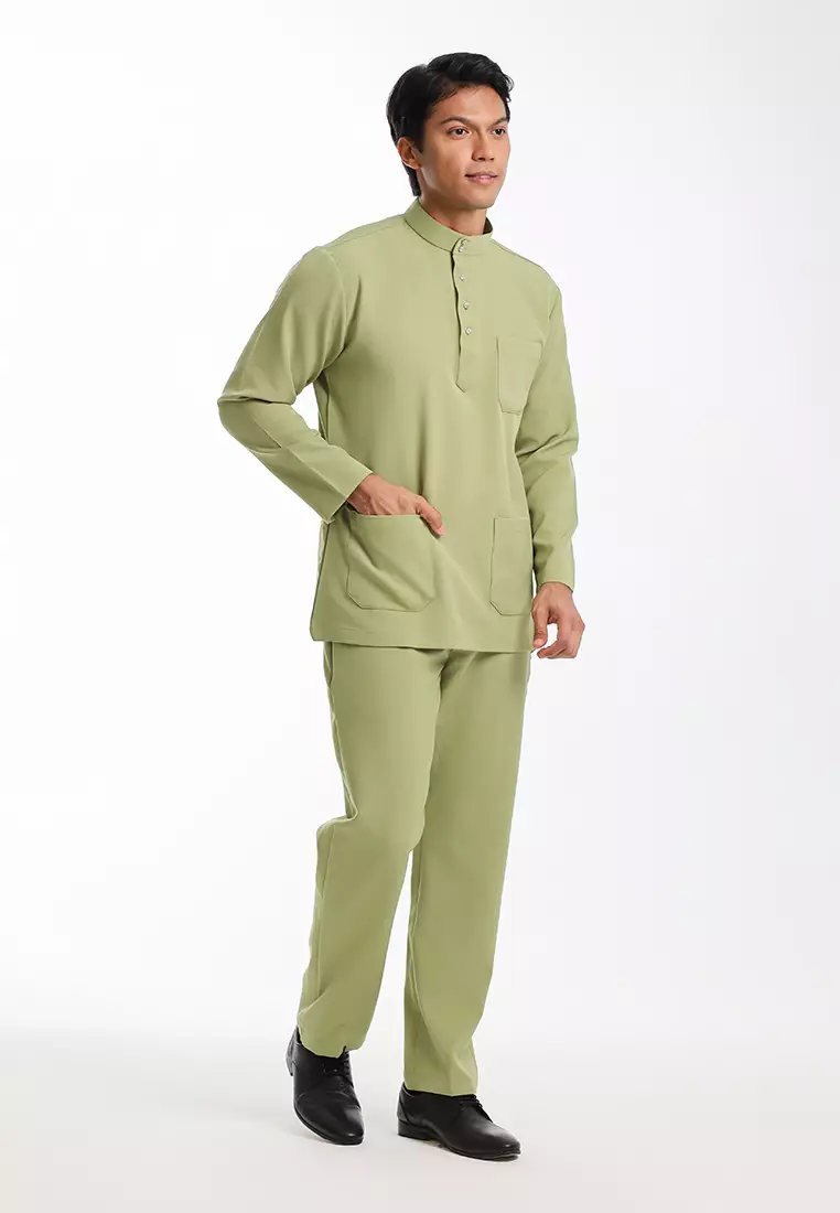 Alain Delon Baju Melayu Cekak Musang Dewasa - 19026002-40SageGreen