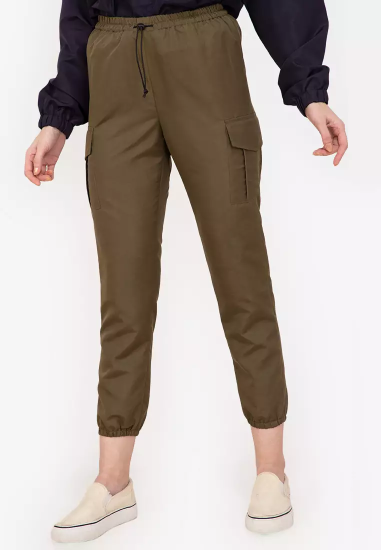 Women's Ultra High-Rise Olive Green Cargo Dad Jeans, Women's Bottoms