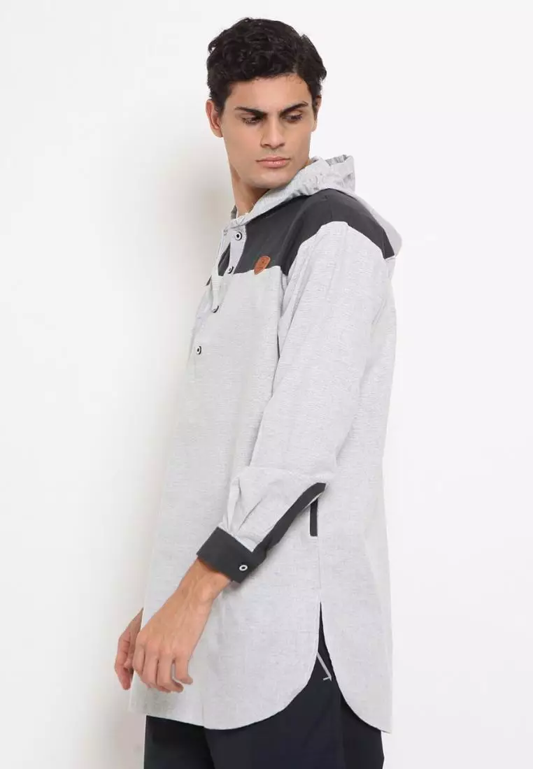 Zayidan Baju Koko Gamis Muslim Pria Zubair Hoodie - Silver
