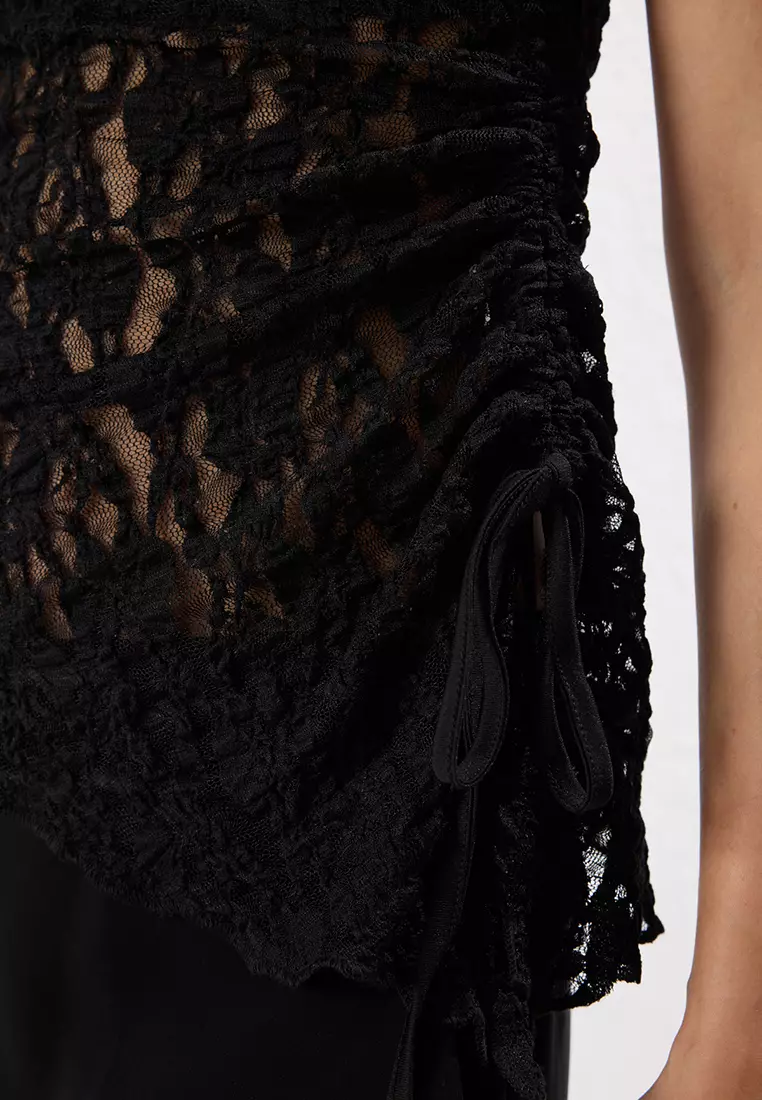 Strapless Ruched Lace Top