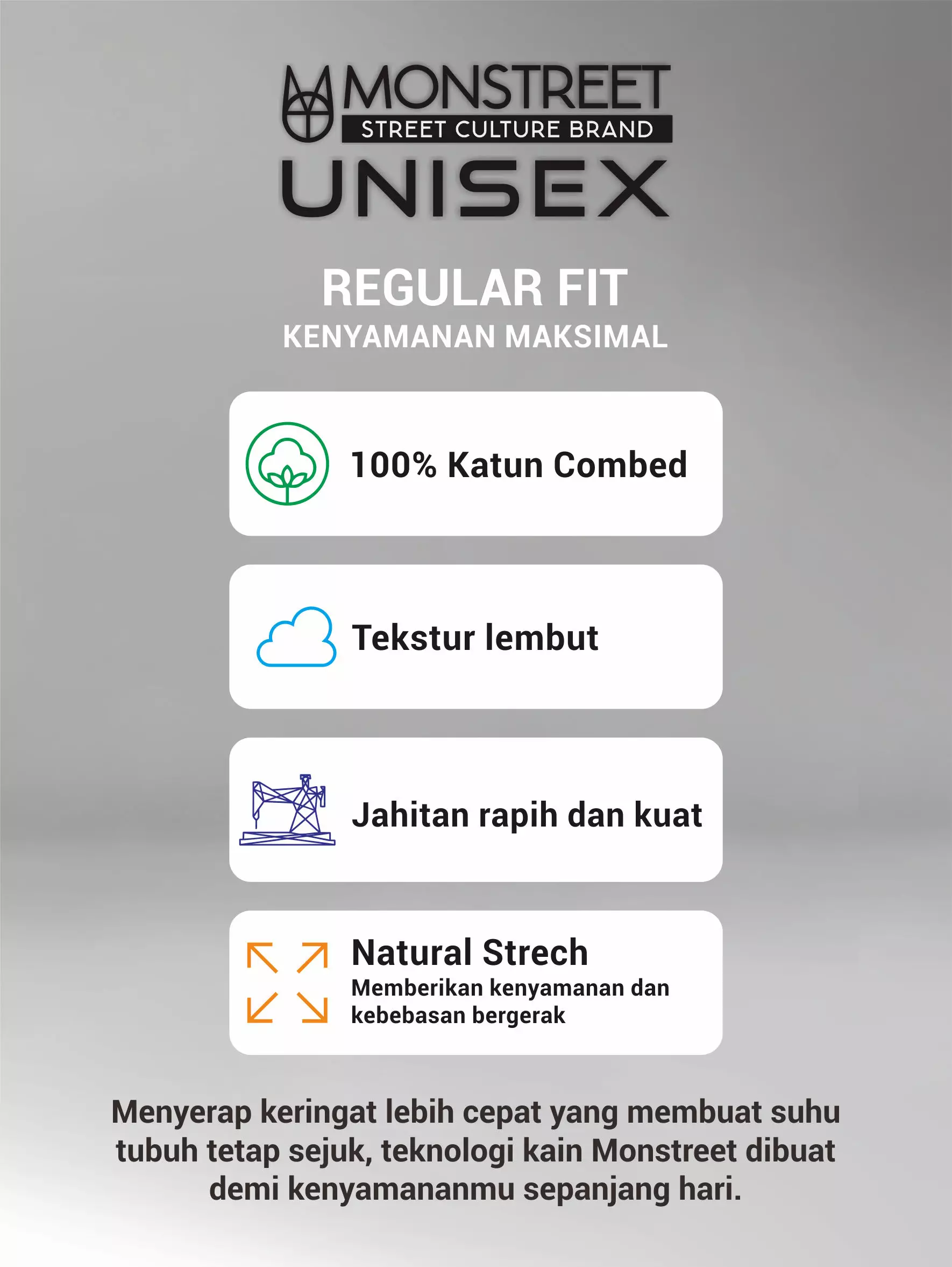 Monstreet Kaos Katun Combed 24S Grafis Reguler Fit Putih Tshirt UTR36 Cotton Combed 24S Graphic Tshirt Regular Fit White Tshirt