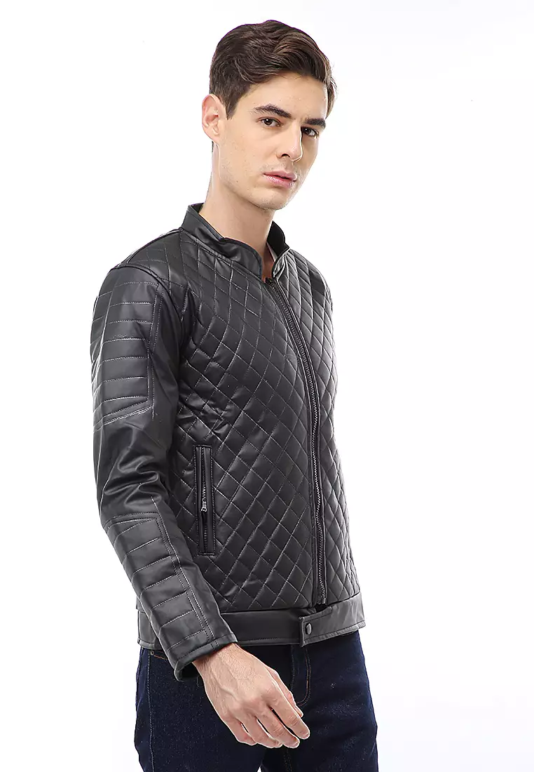 Halbert Outerwear Jaket Kulit Pria Waterproof & Windproof Material Leather ORIGINAL - Black