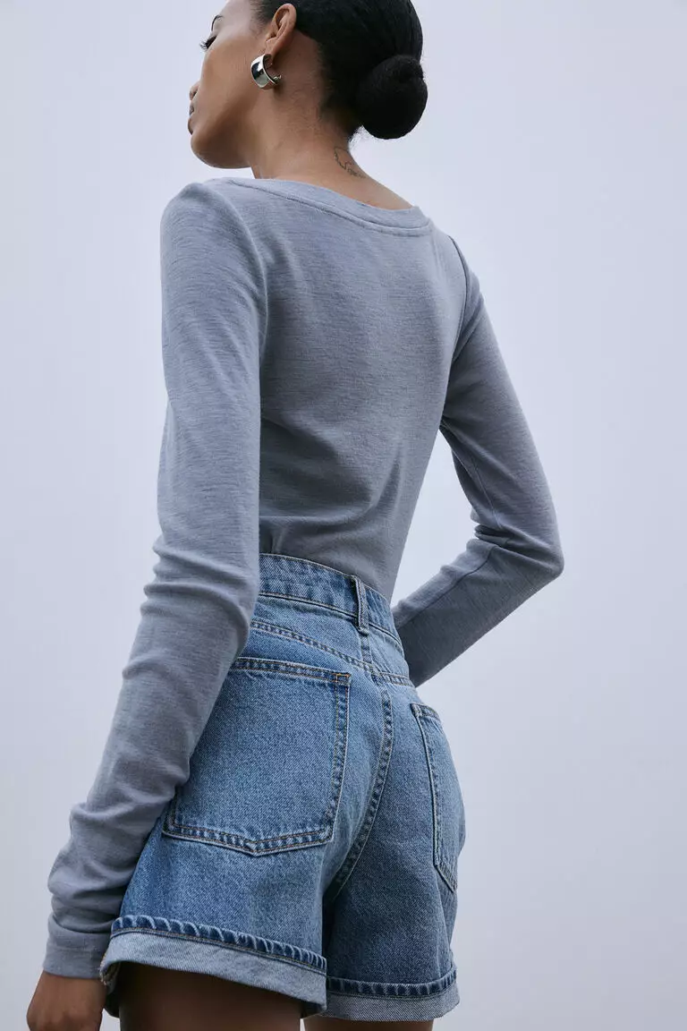 High-waisted denim shorts