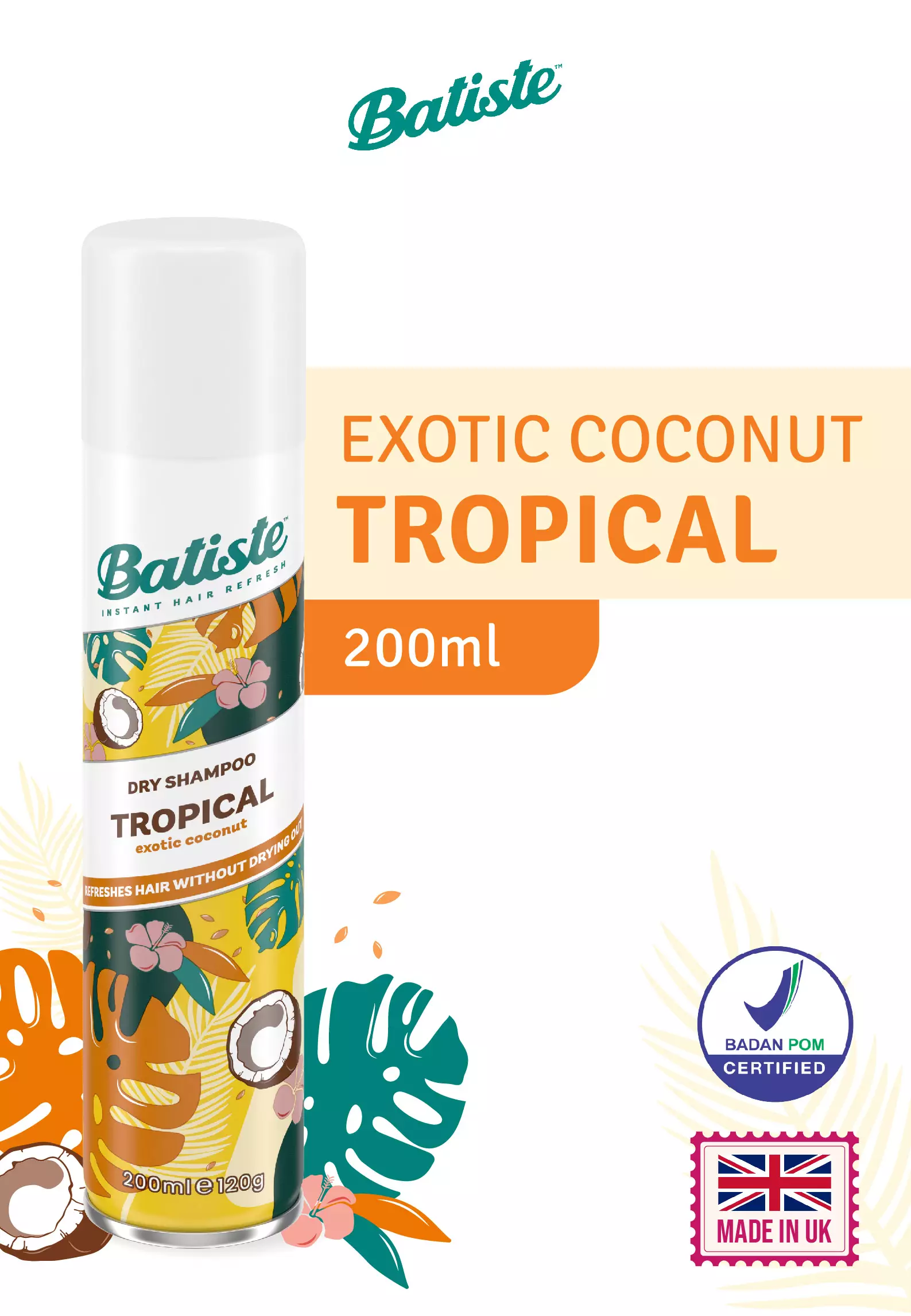 Batiste Tropical Exotic Coconut Dry Shampoo 200ml
