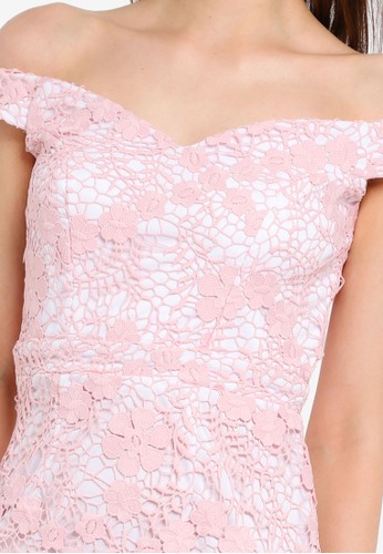 Jual Paper Dolls Crochet Off The Shoulder Fitted Pencil Dress