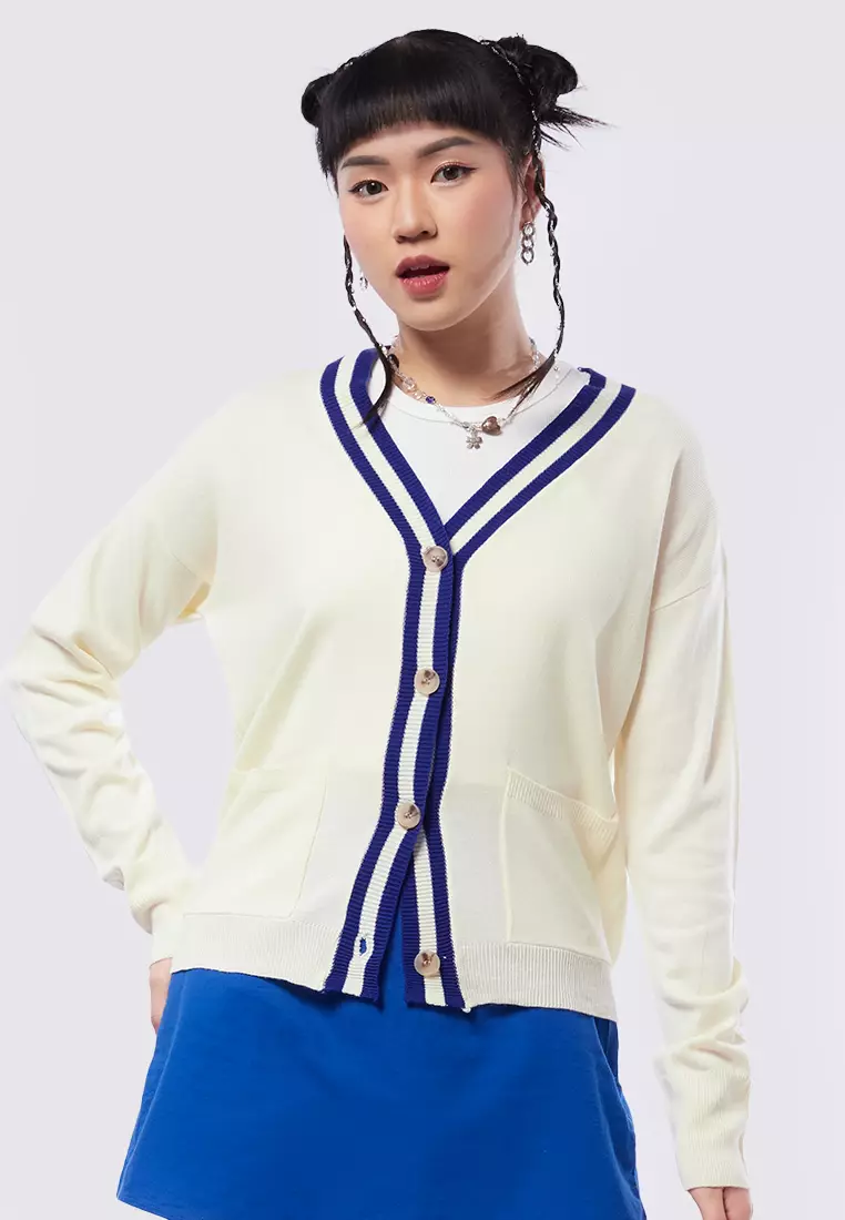 Contrast Lining Slouchy Cardigan