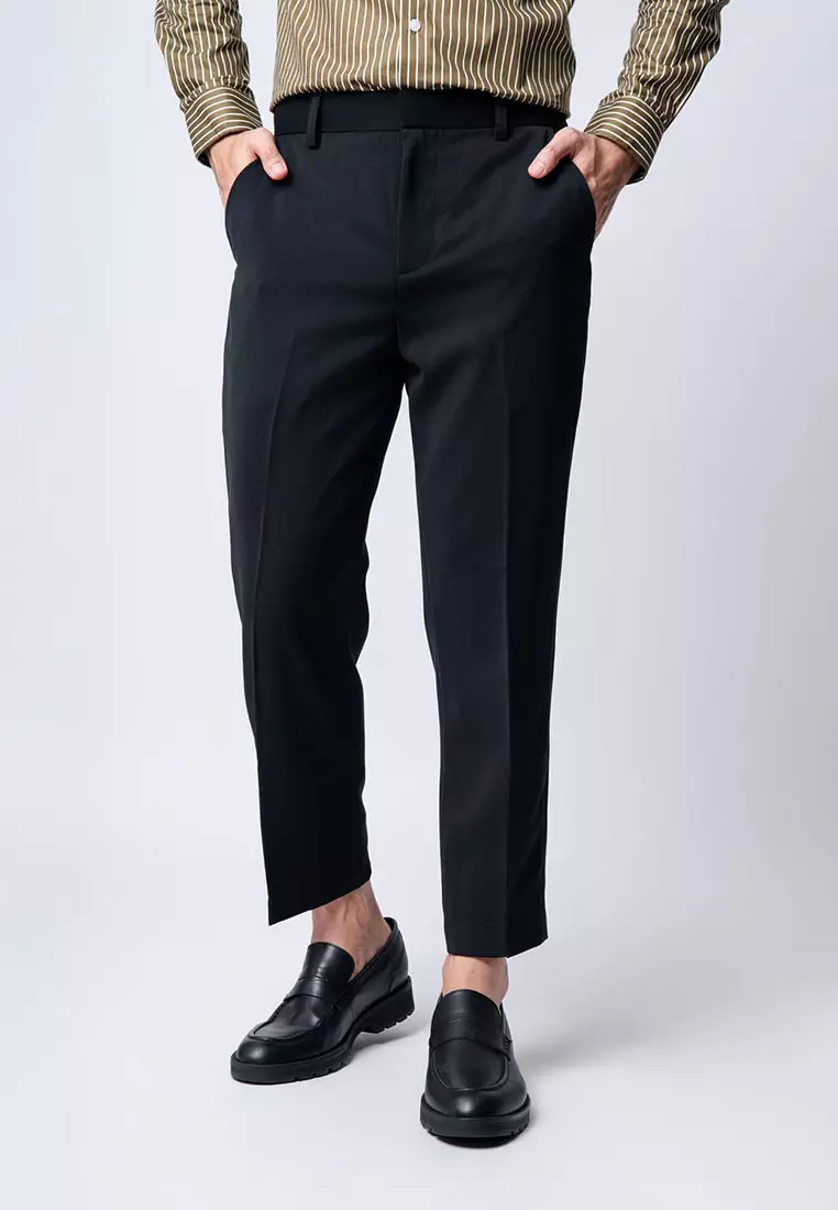 Formal Ankle Pants Straight Fit Black