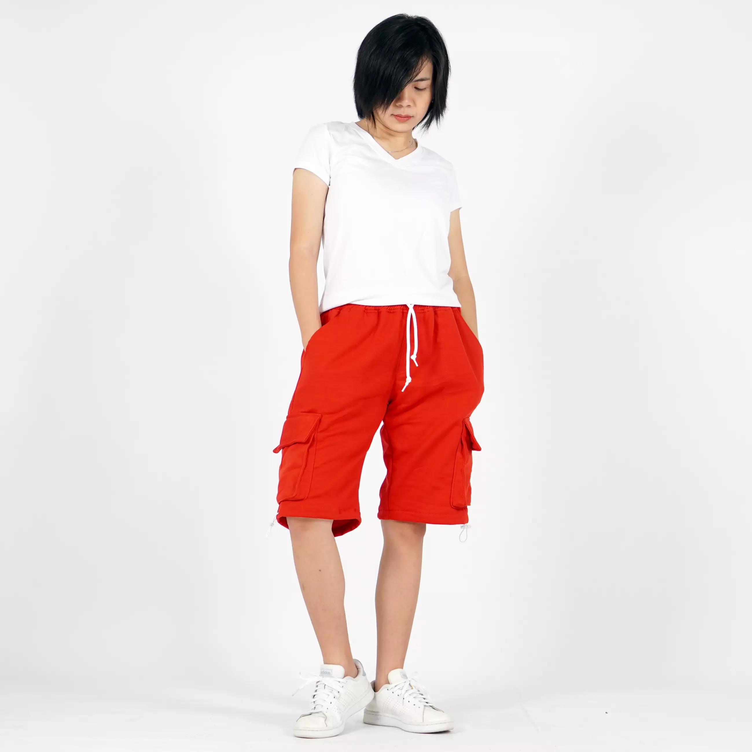JUANITA Cargo Pants Wanita Celana Pendek Wanita Cargo Celana Kargo Pendek - MERAH