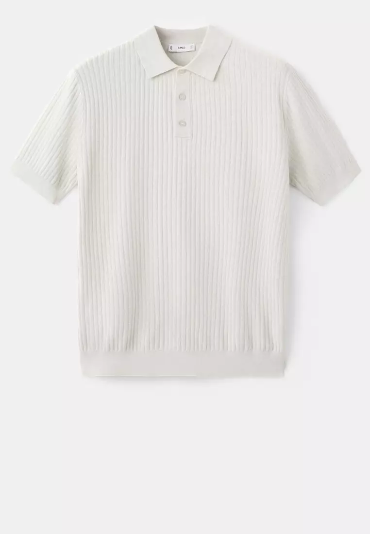 Rib-Knit Cotton-Blend Polo Shirt