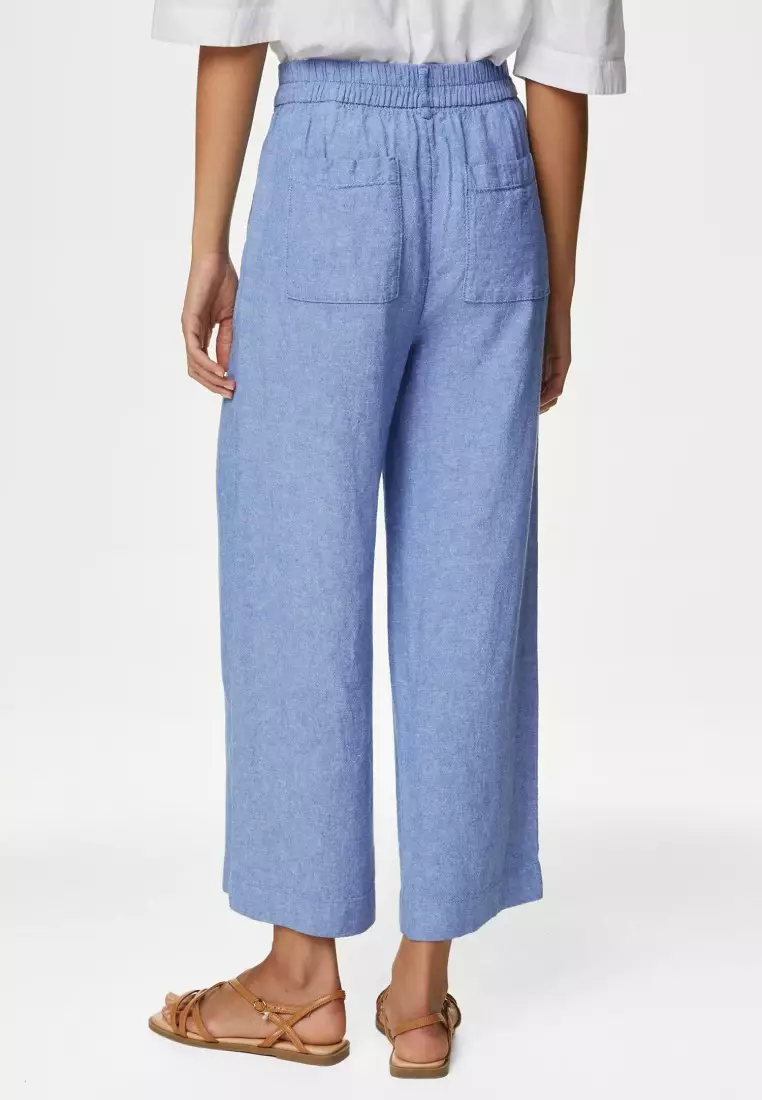 Marks and spencer wide leg cropped trousers hotsell