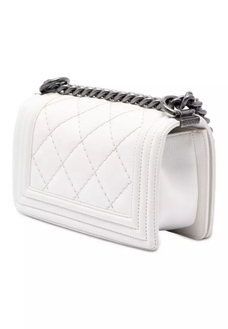Pre-Loved Chanel Small Calfskin Double Stitch Boy Flap