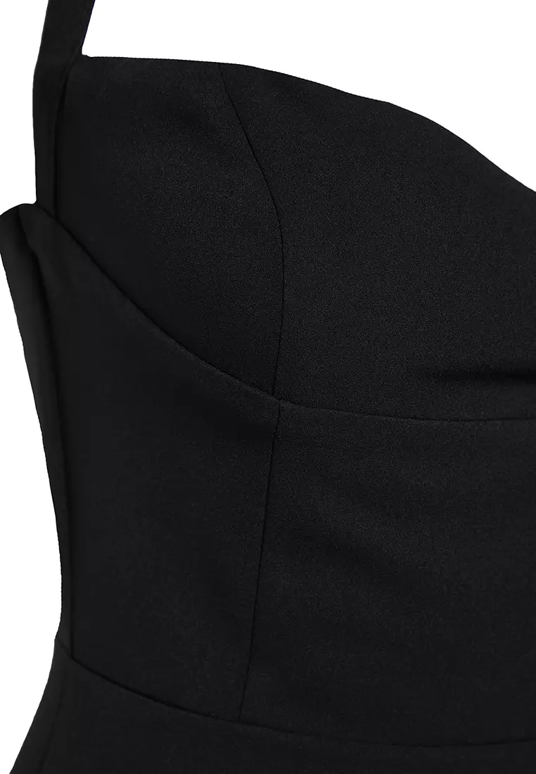 Halter Slit Midi Dress