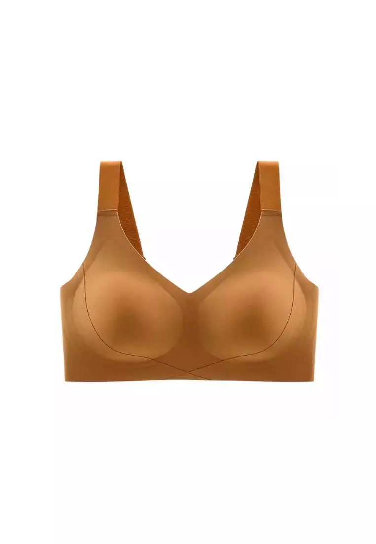 Premium Mirabel Plus Size Seamless Wireless Support Bra in Mustard