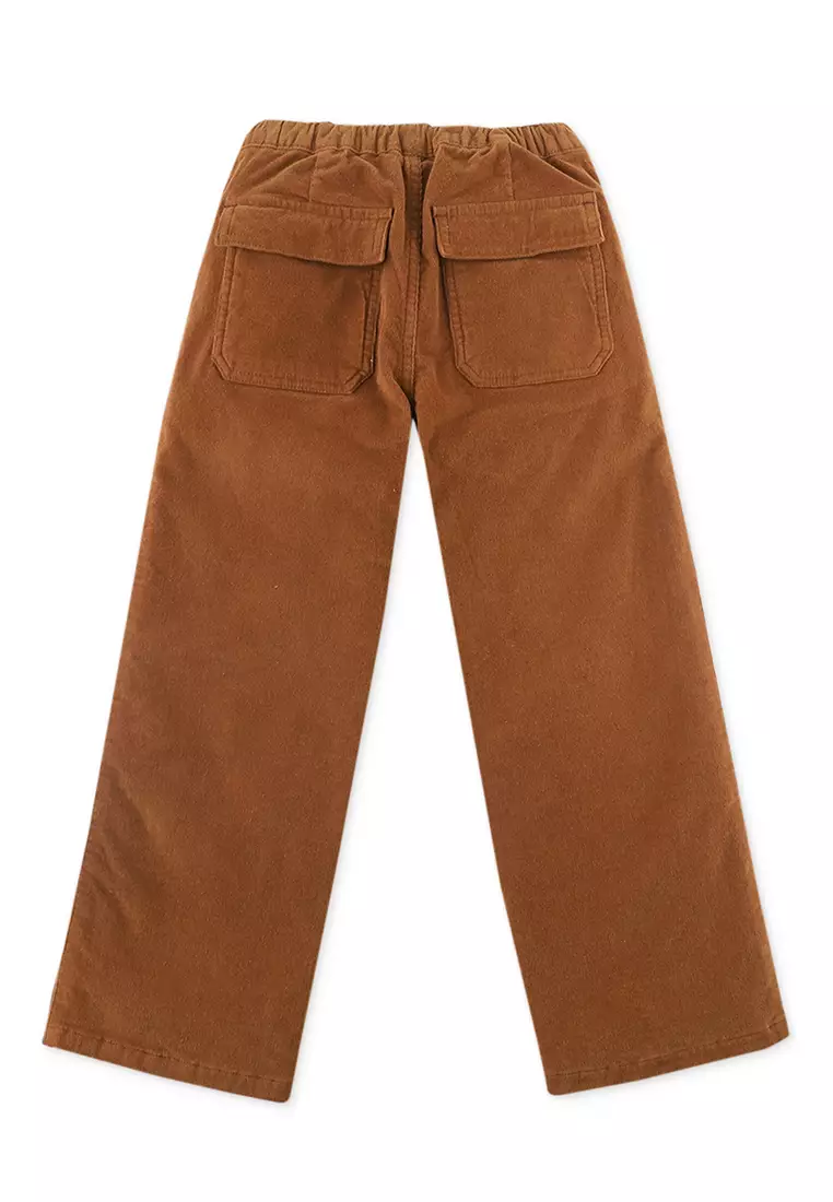 Boys Straight Cord Pants With Velvet Side Stripes