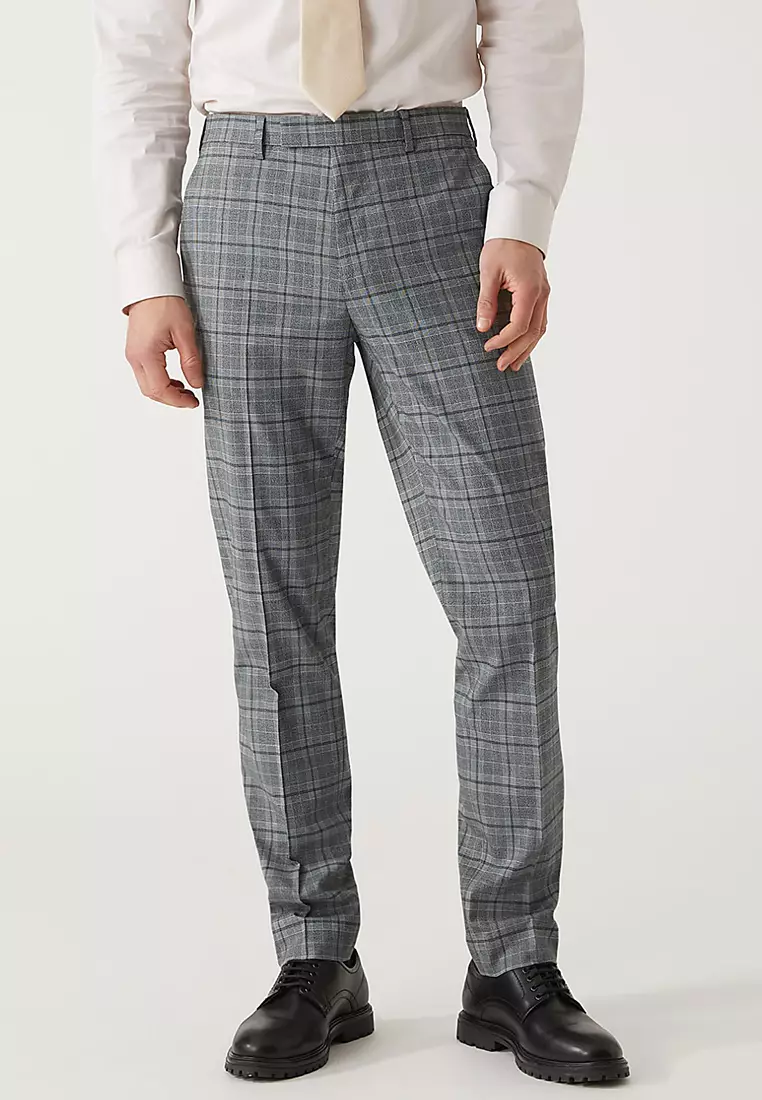 Slim Fit Prince of Wales Check Suit Trousers