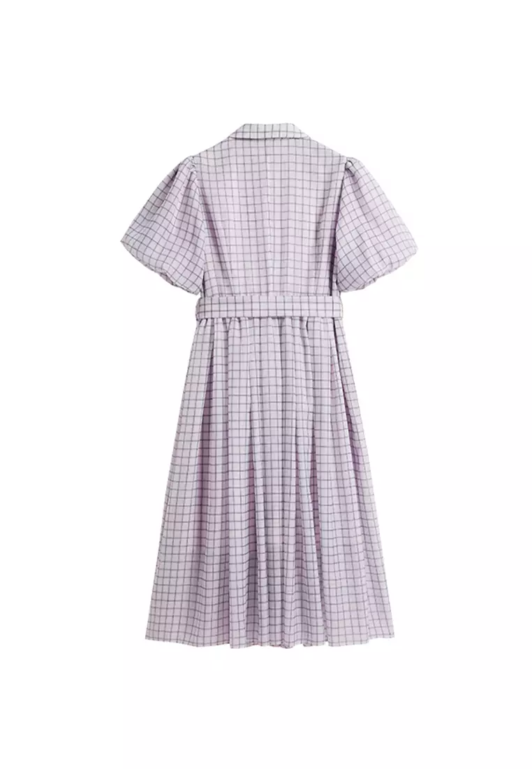 Grid Design Smart Causal Office Maxi Dress