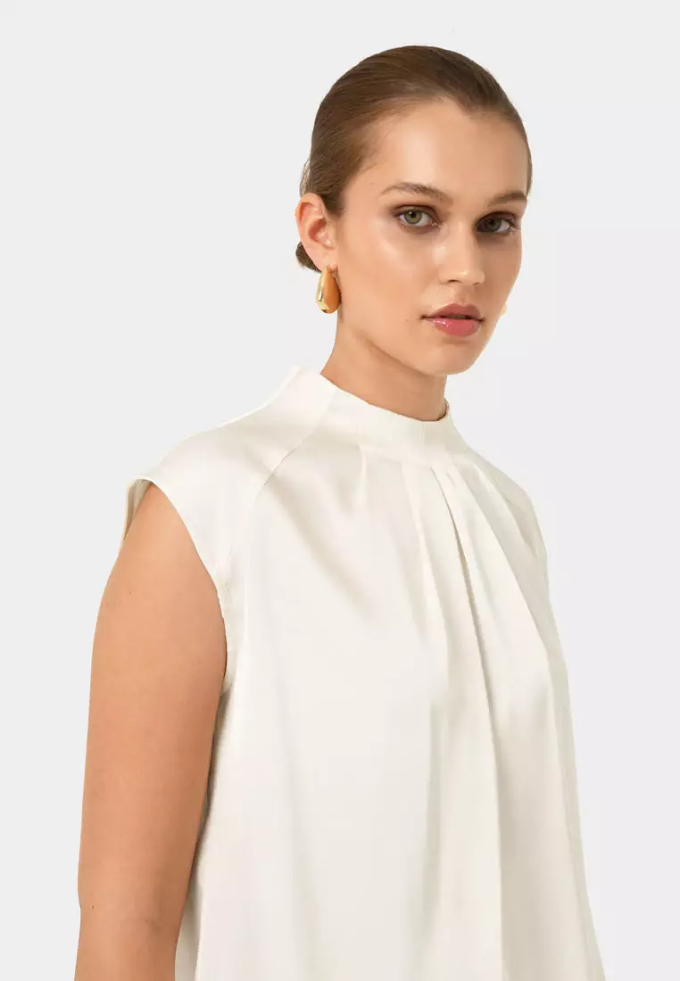 Kiar Pleated Satin Top