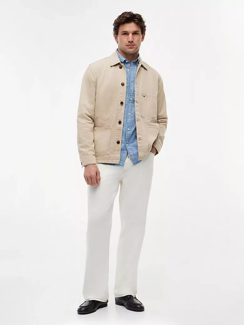 Tommy Hilfiger - Washed Flag Embroidery Denim Chore Jacket