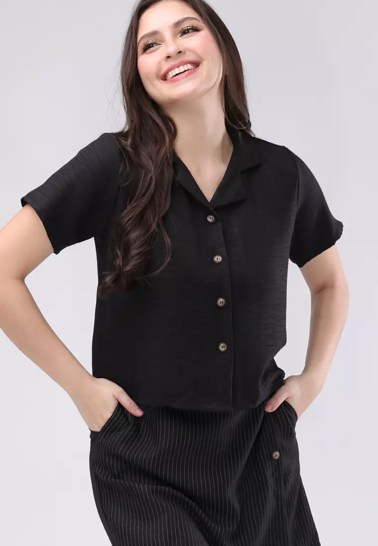 Wrinkle Line & Cotton Stripes Short Sleeves Terno Skort