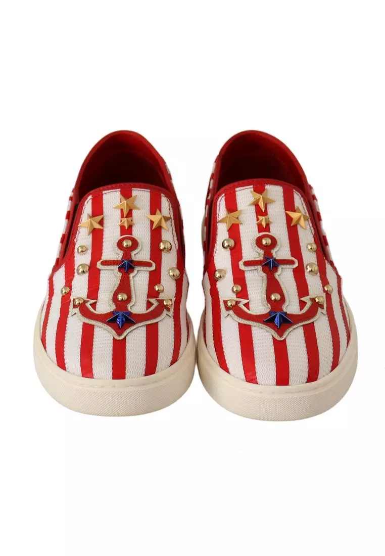 White and red on sale loafers