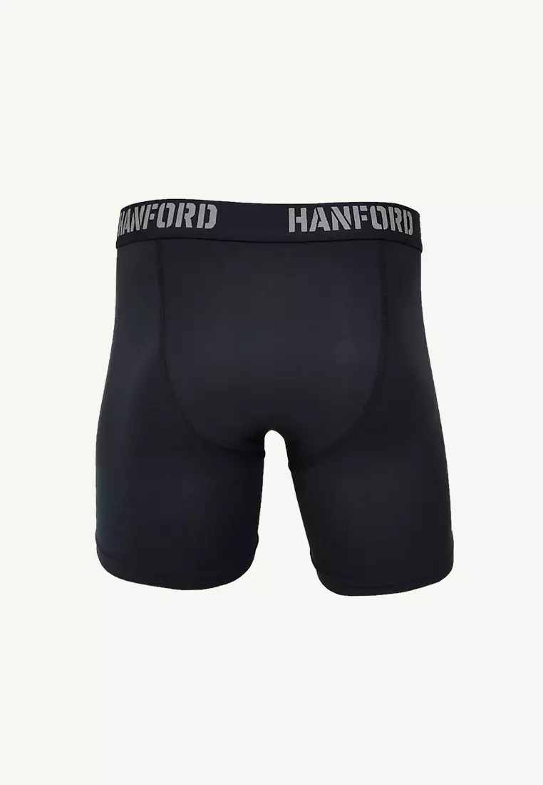 Athletic Men Quick Dry Compression Boxer Shorts Flex02-Jet Black (SinglePack)