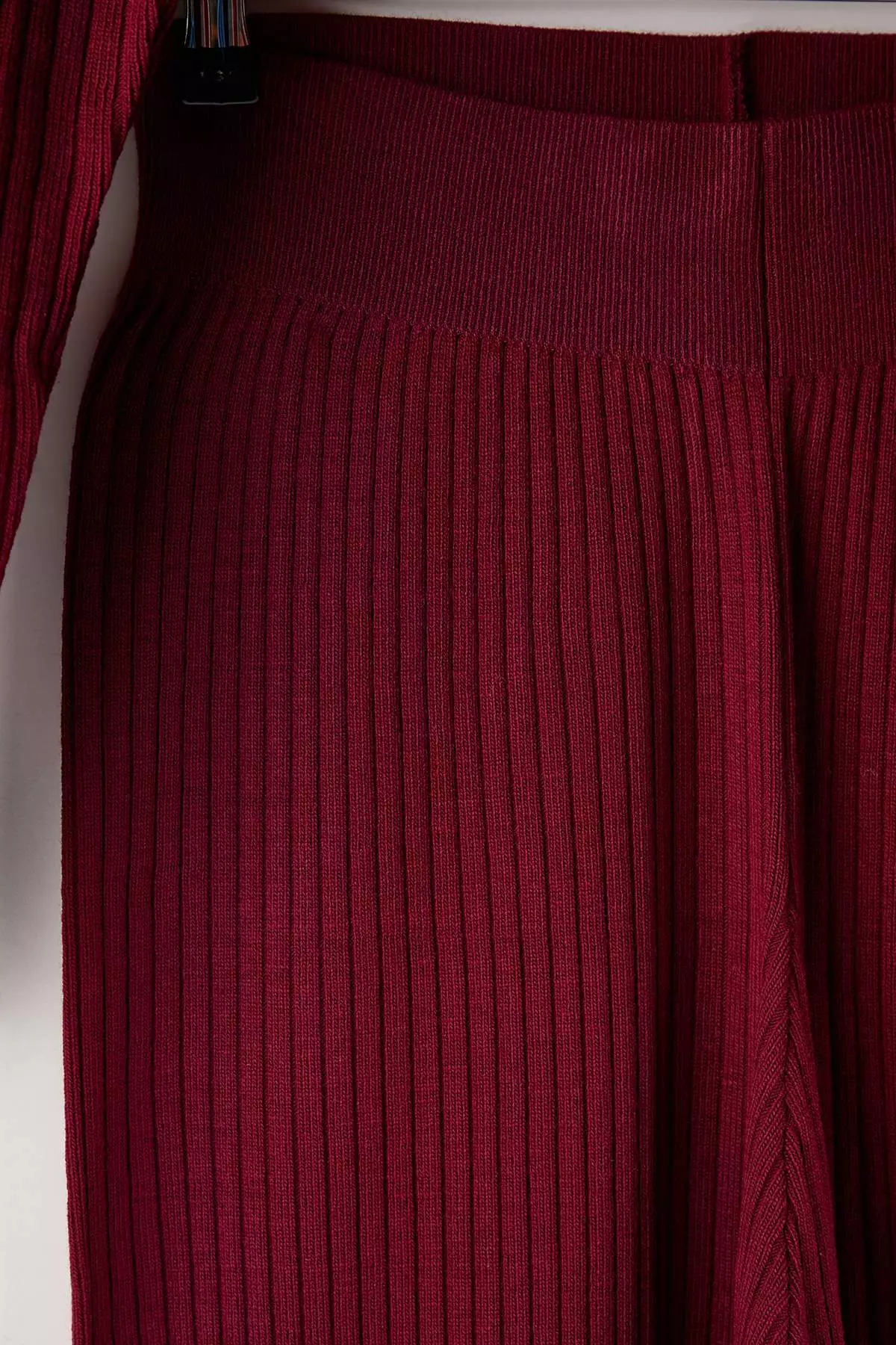 Burgundy Ribbed Crew Neck Knitwear Sweater Pants Set Tbbaw23Cp00044