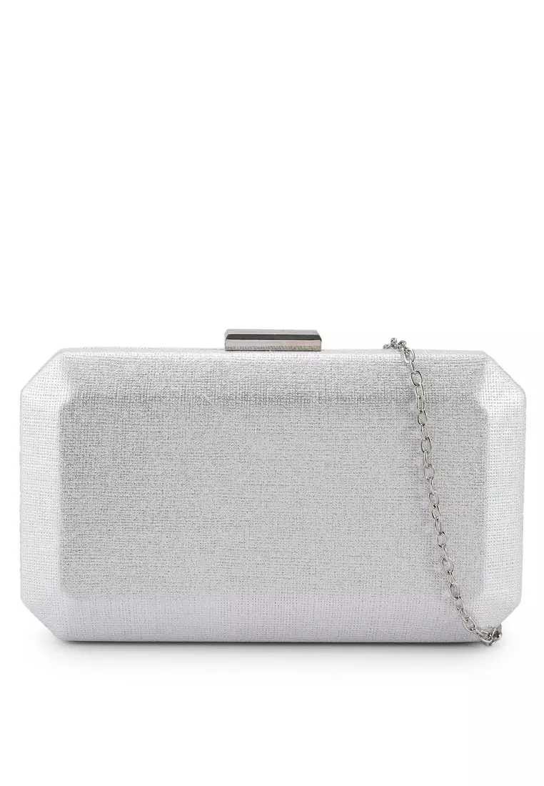 White and clearance silver clutch bag