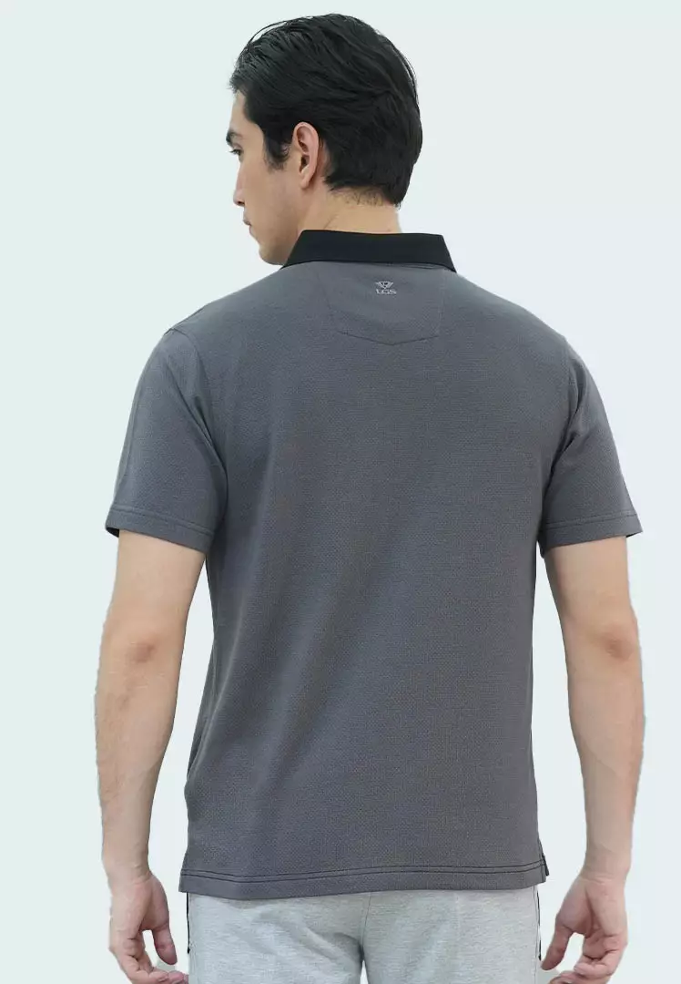 LGS - Kaos Polo Casual Pria - Katun Premium - Shirt Lengan Pendek - Motif Polos Basic - Bertekstur Popcorn - Abu Muda - CWS.225.U3398.02.C
