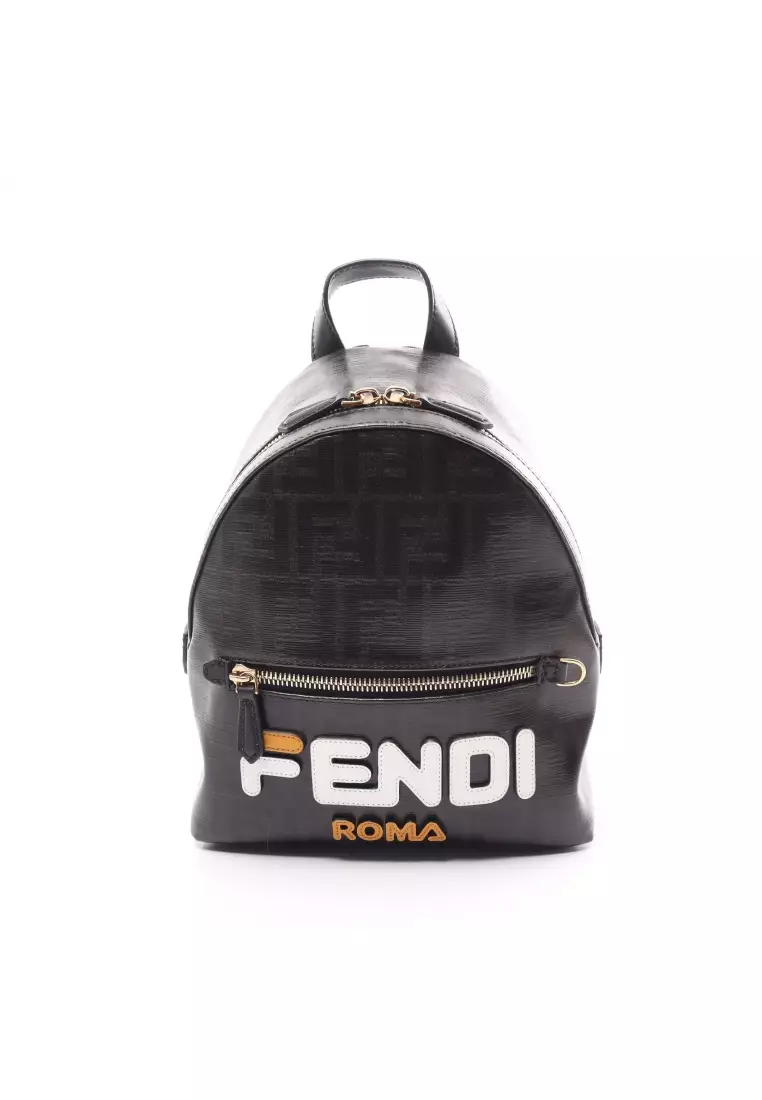 Pre loved Fendi FENDI FILA FENDI MANIA Zucca Backpack rucksack Coated canvas leather black multicolor