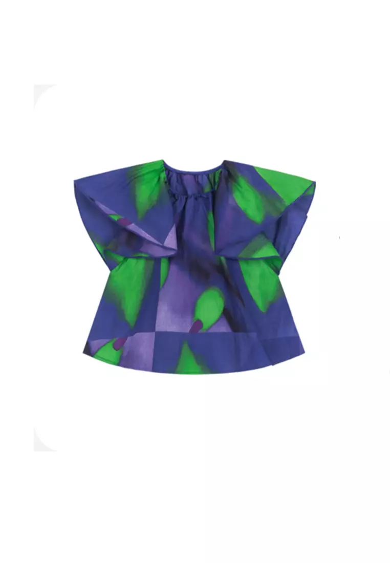 Multicolour Printed Shirt With Ruffled Sleeve