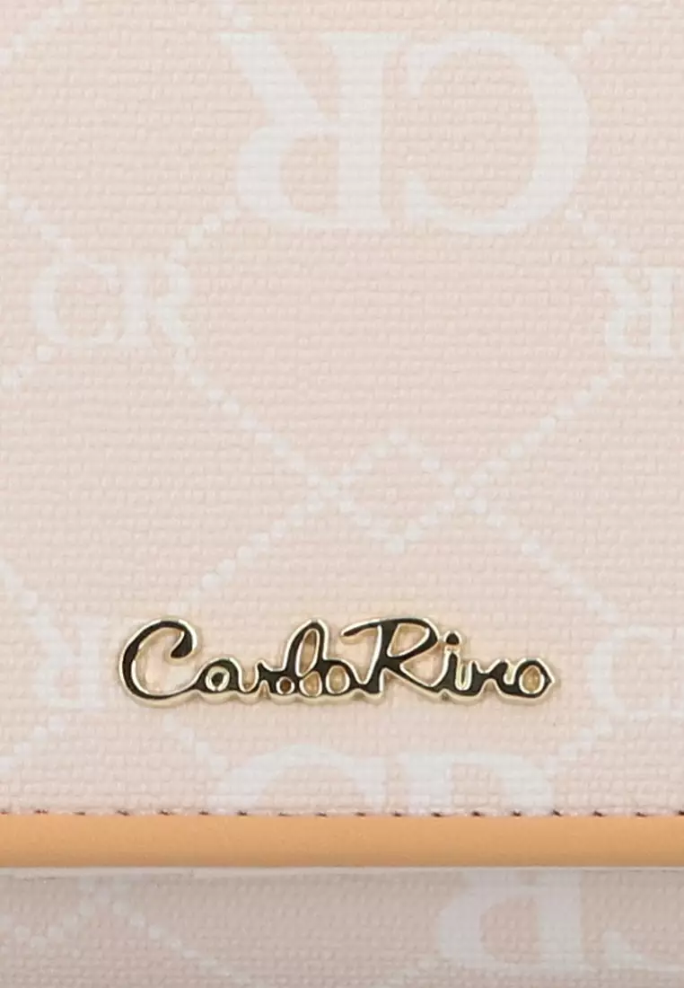 CR Monogram in Cream 2-Fold Long Wallet - Beige