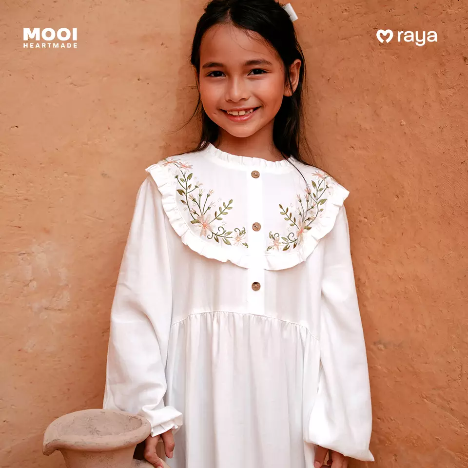 Mooi Dress Anak Gamis Anak Perempuan Raya Collection Noreen Gamis - White