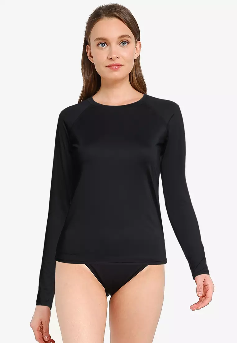 Black long sleeve store swim top