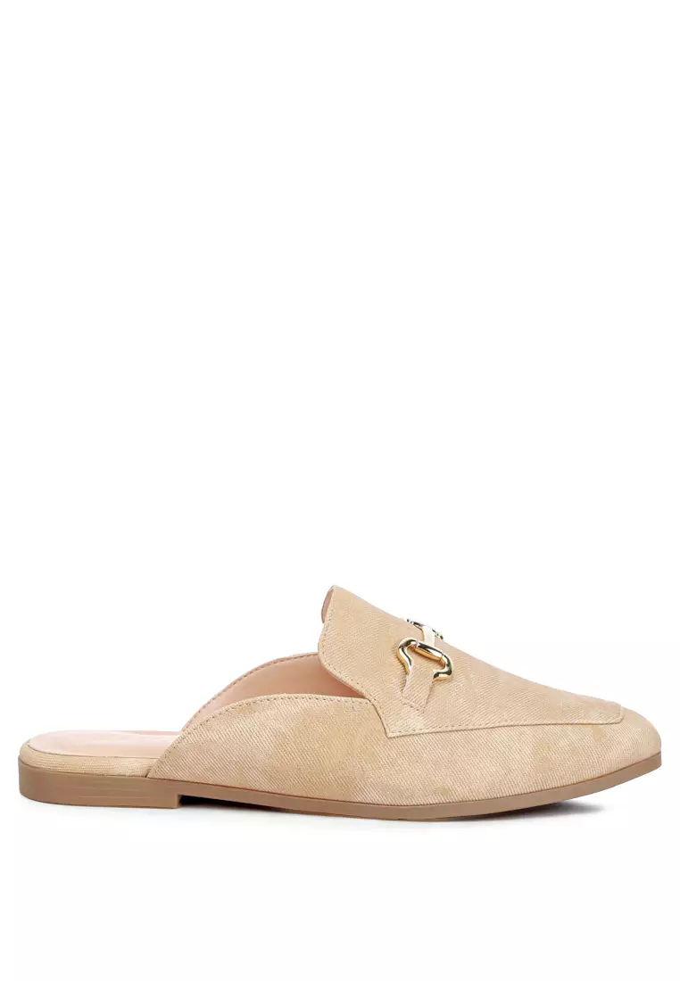 Discount on London Rag  shoes - SKU: Horsebit Slip On Mules In Beige