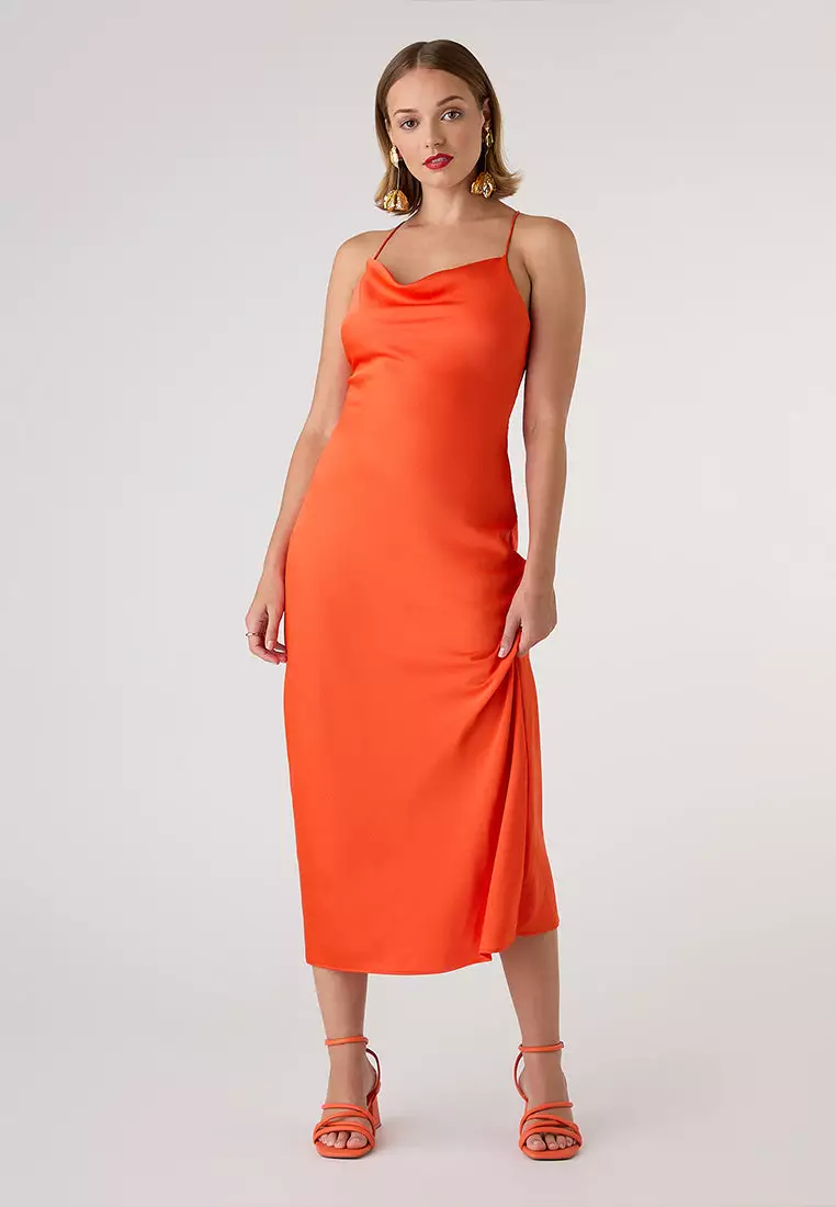 Red orange midi dress hot sale