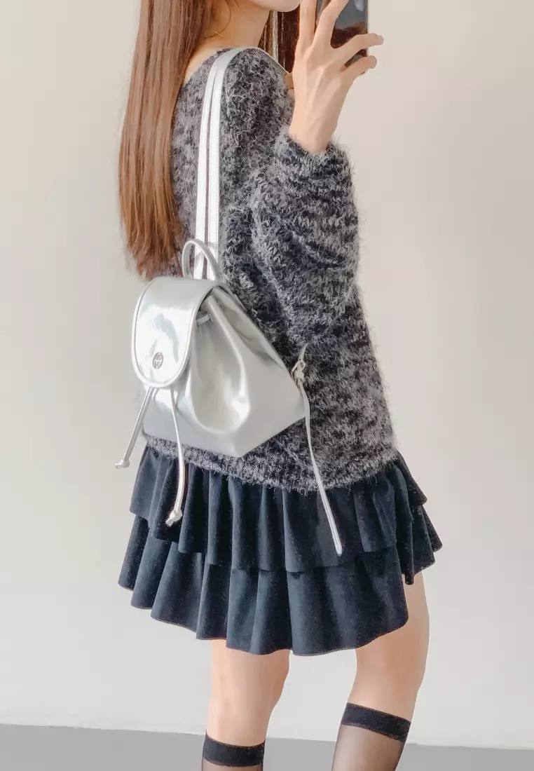 RENEE Vegan Leather Backpack Silver