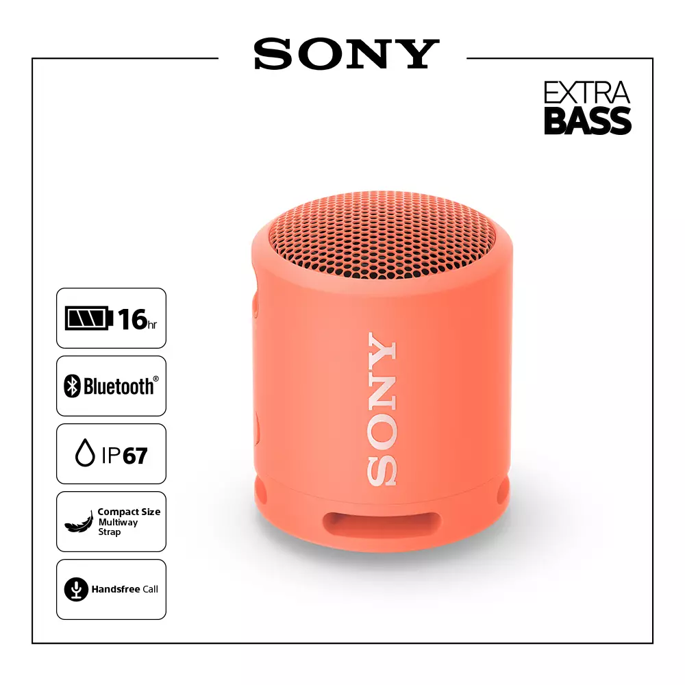 Sony SRSXB13P XB13 Extra Bass Compact Bluetooth Speaker - Coral Pink 