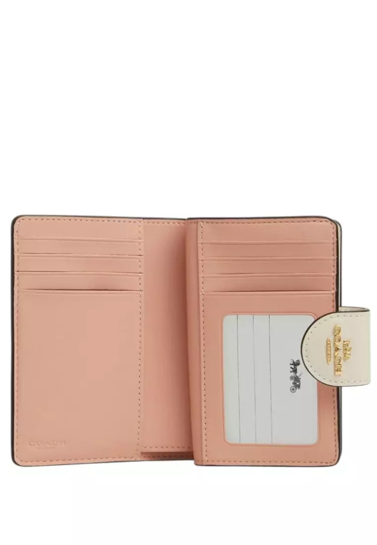 Medium Corner Zip Wallet In Signature Canvas With Floral Print - Sand/Multi