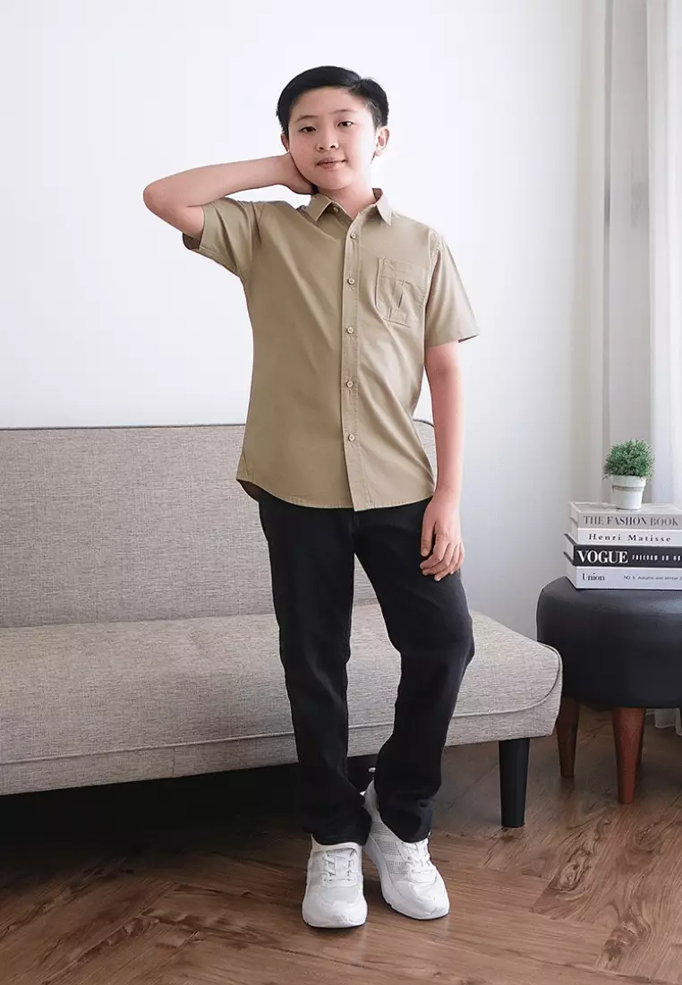 POLICE Kemeja Polos Cotton Anak Laki Laki