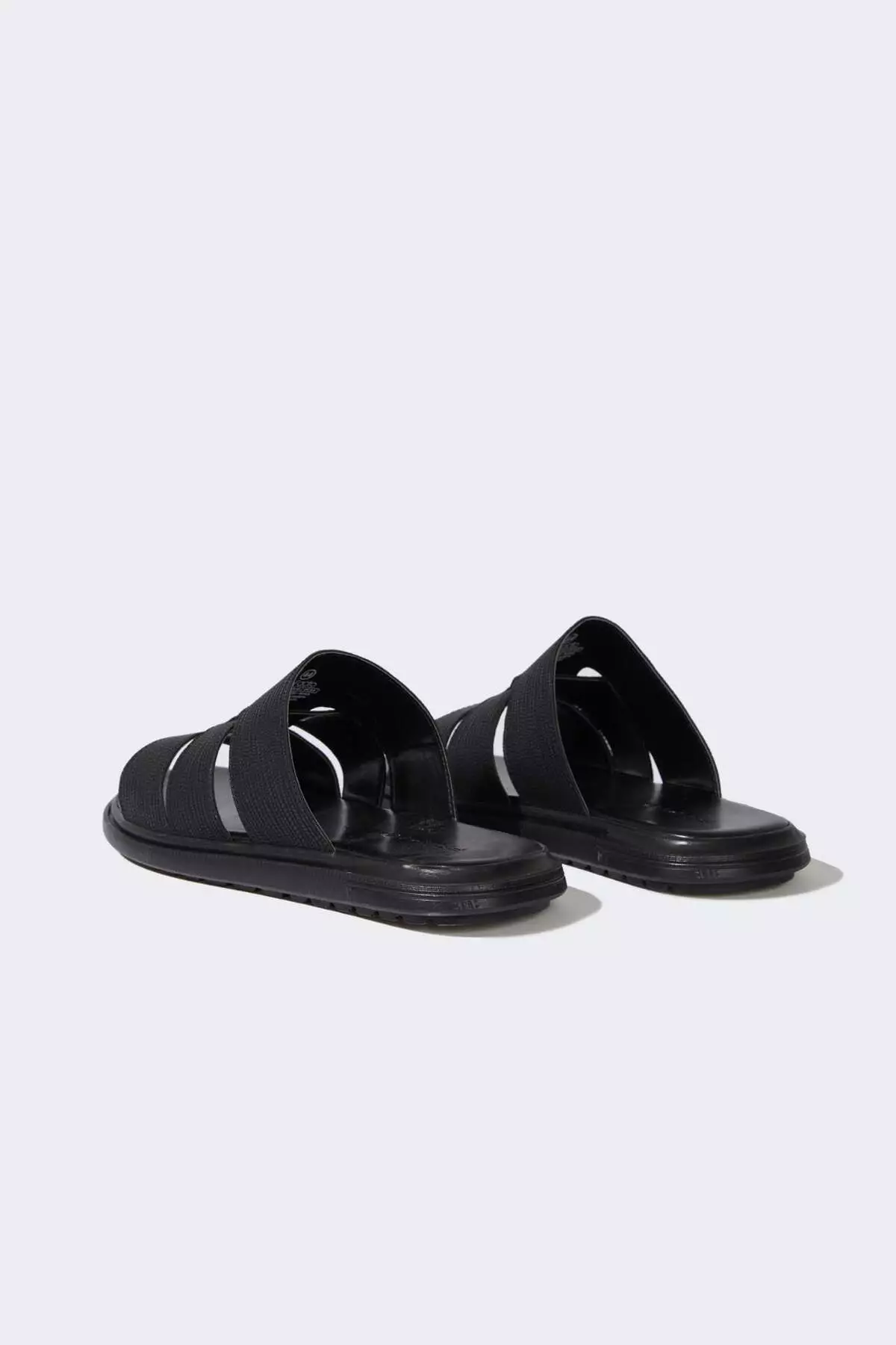 Men's Flat Sole Double Banded Faux Leather Slippers E6245Ax25Hs