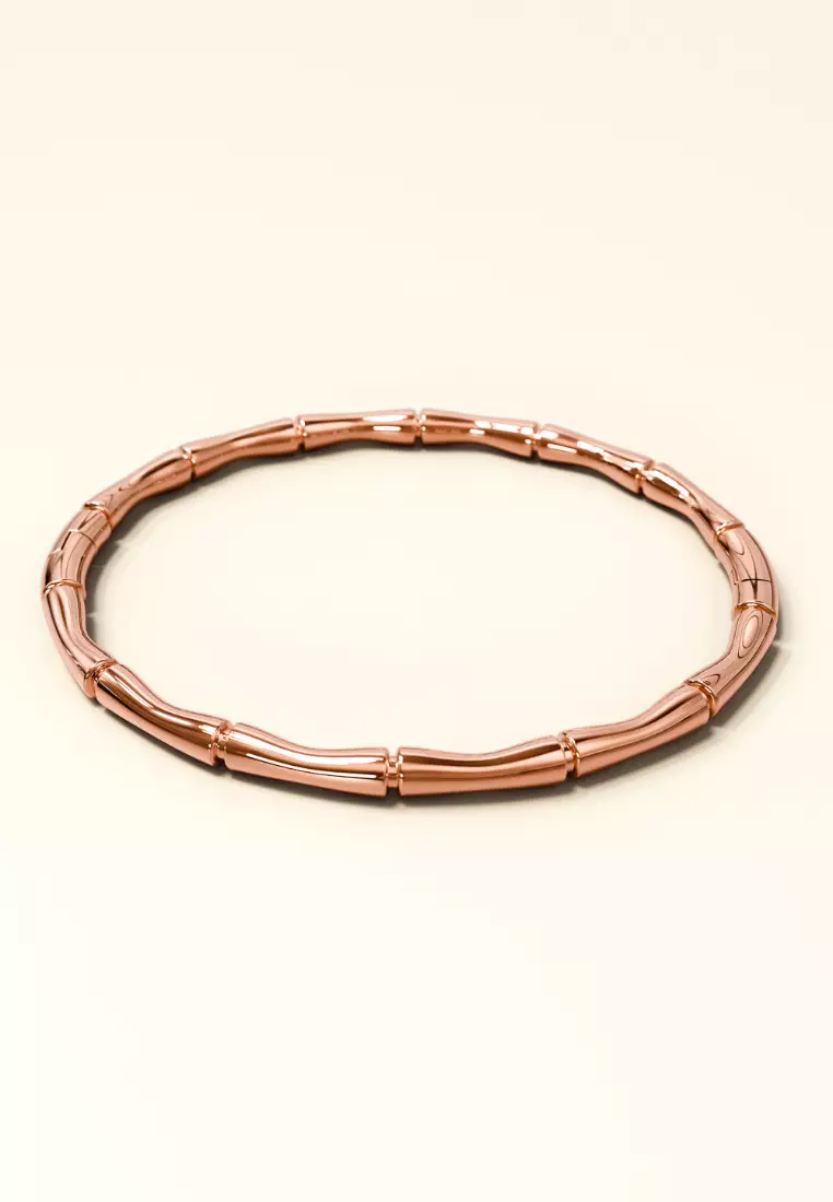 Trunket Bamboo Design Stainless Steel Bangle in Rose Gold