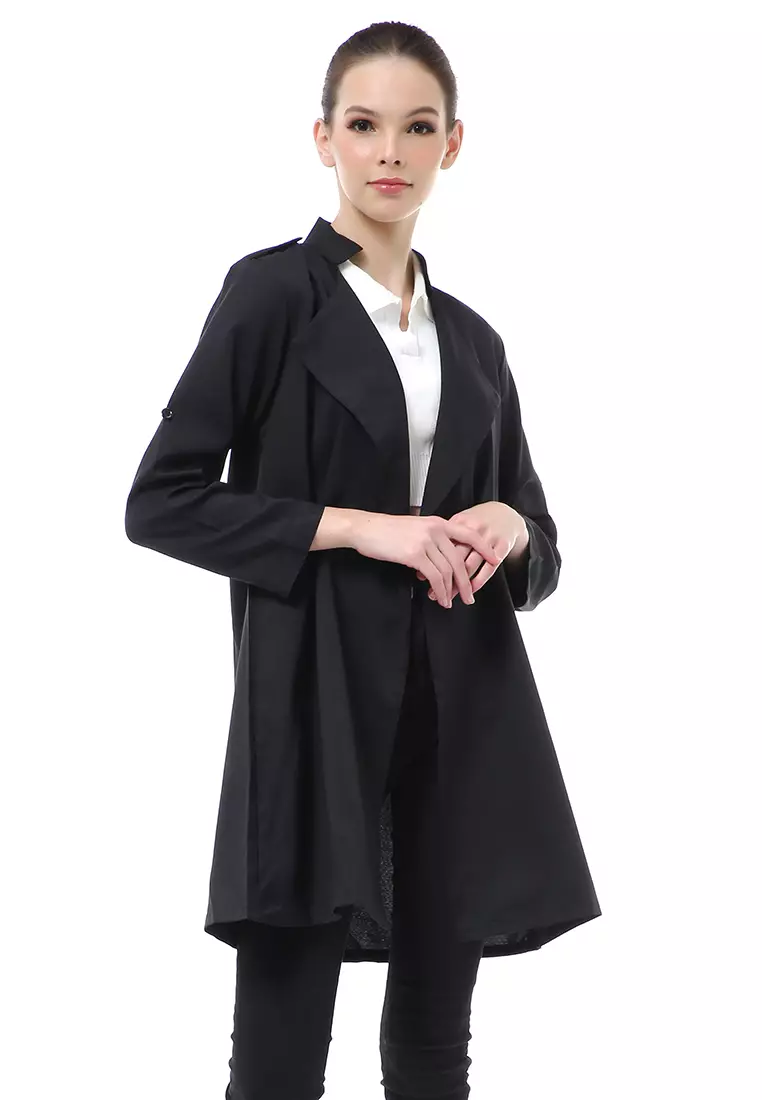 Myra Outerwear Wanita Blazer Lengan Panjang Plain Motive Material Cotton ORIGINAL - Black
