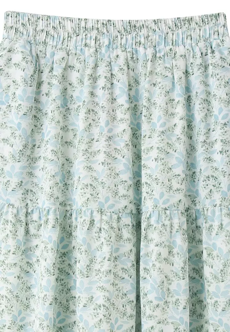 Floral Ruffled Tier Maxi Skirt with Stretch Waistband [CA3058]
