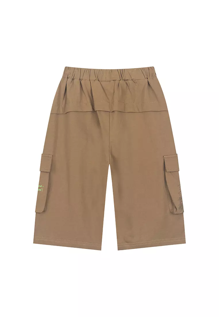Cargo Shorts With Letter And Graphic Print