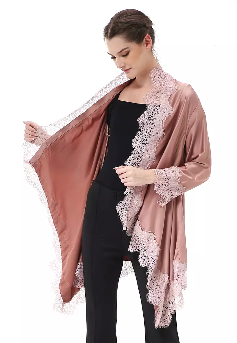 Reine Atasan Wanita Outer Kebaya Traditional Design Material Silk ORIGINAL - Rose Gold