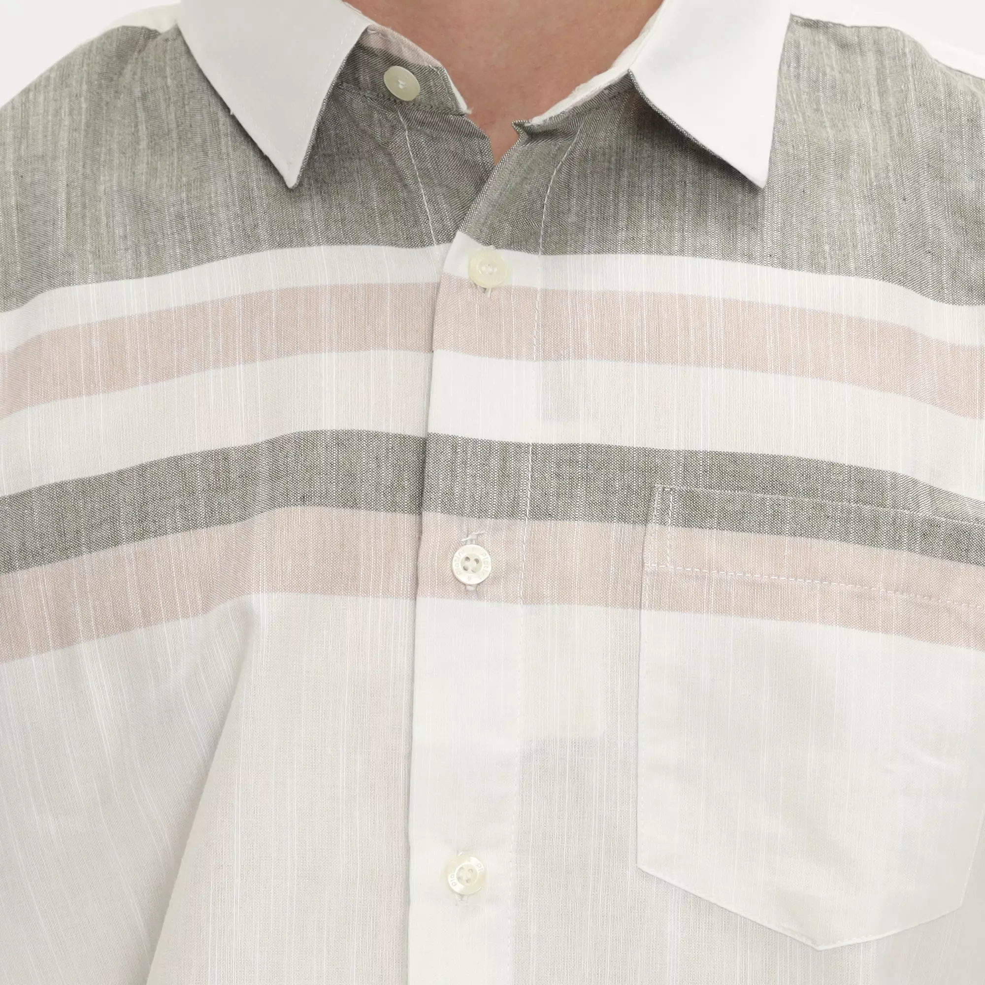 Platini Kemeja Motif Salur Pria Lengan Pendek Katun White 73489