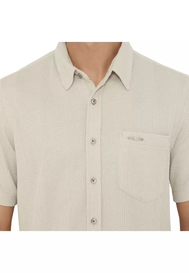 POLICE Kemeja Knit Premium Logo Plat Besi Regular Fit Pria